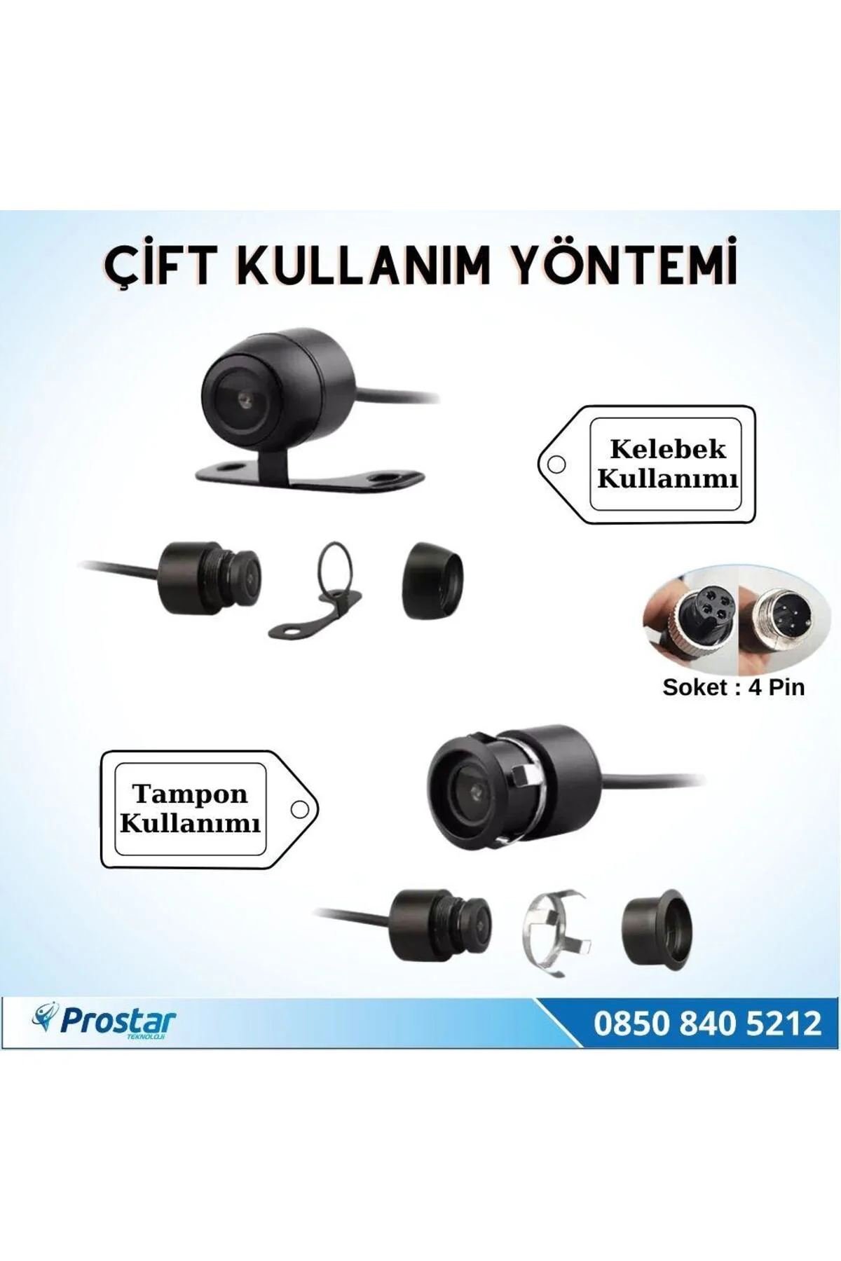 Ahd 720p 4 Pin Soketli Kelebek Ve Tampon Uyumlu 6 Mt 4 Pin Kablol