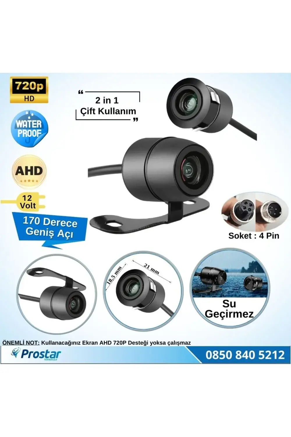 Ahd 720p 4 Pin Soketli Kelebek Ve Tampon Uyumlu 6 Mt 4 Pin Kablol