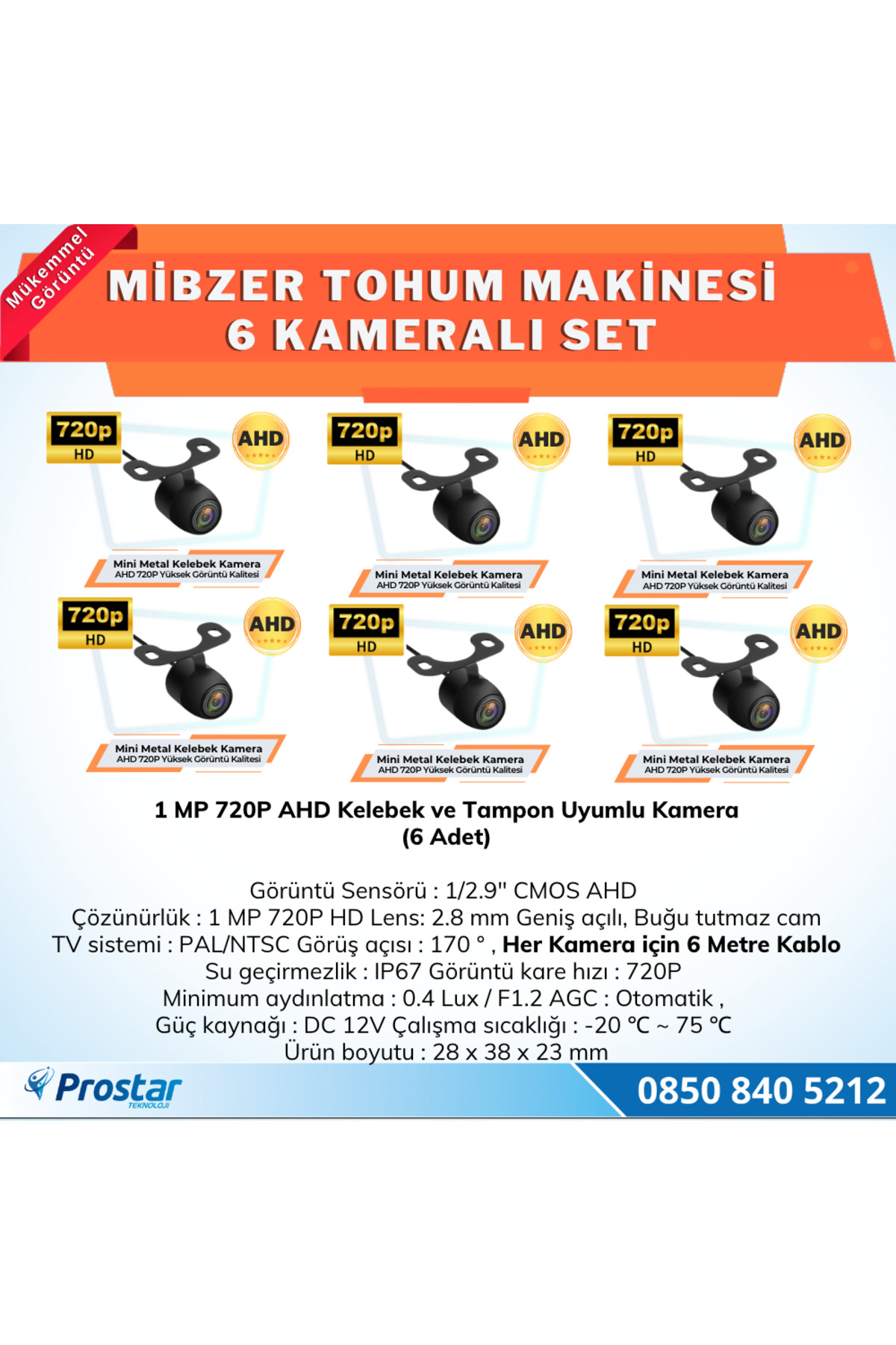 Navistar Ahd 720P 6 Kameralı Mibzer Havalı Tohum Makinesi 9 İnç Hdmi Monit