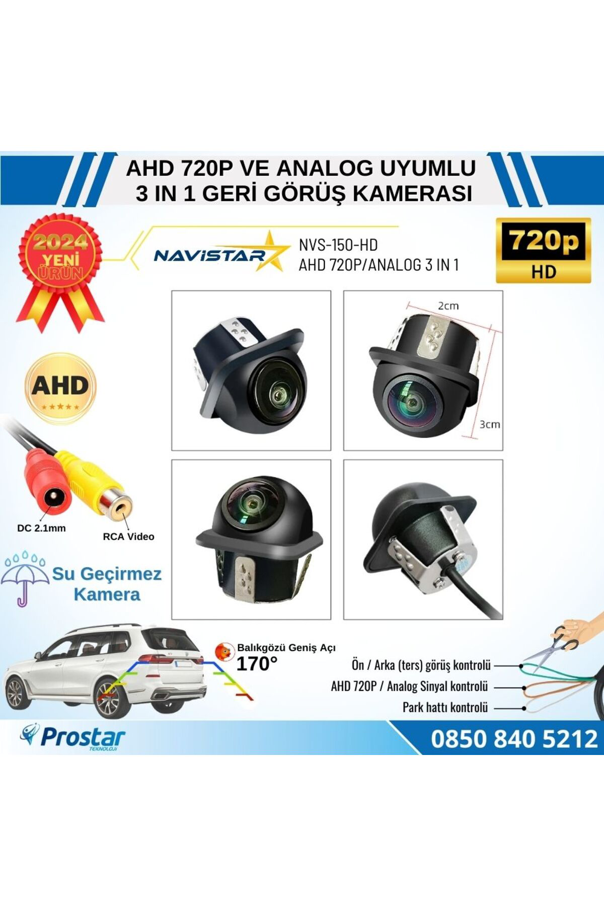 Navistar Ahd 720P Ve Analog Pal Çevrilebilir 170 Derece Balıkgözü Geniş Aç