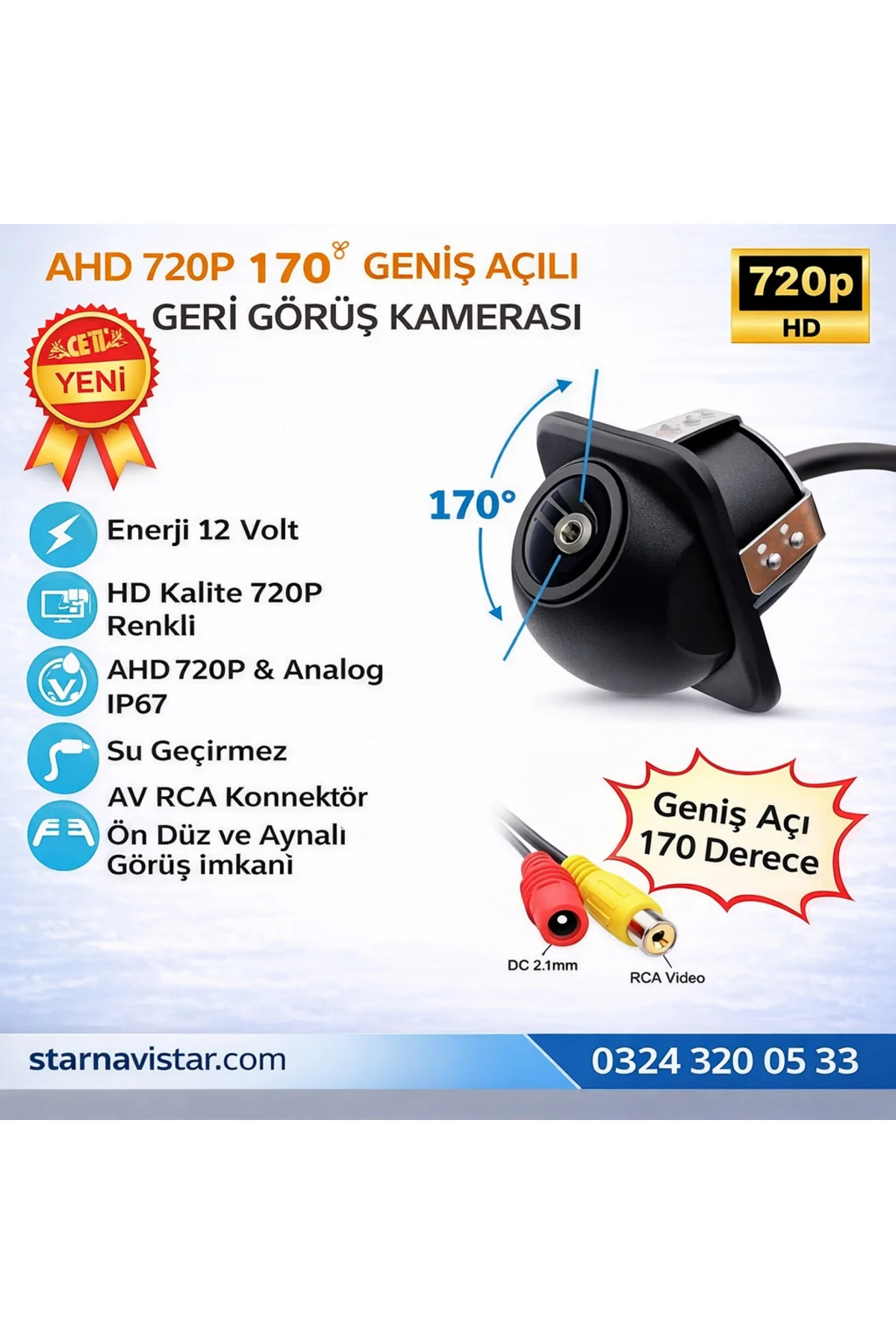 AHD 720P ve Analog Pal Çevrilebilir 170 Derece Balıkgözü Geniş Aç