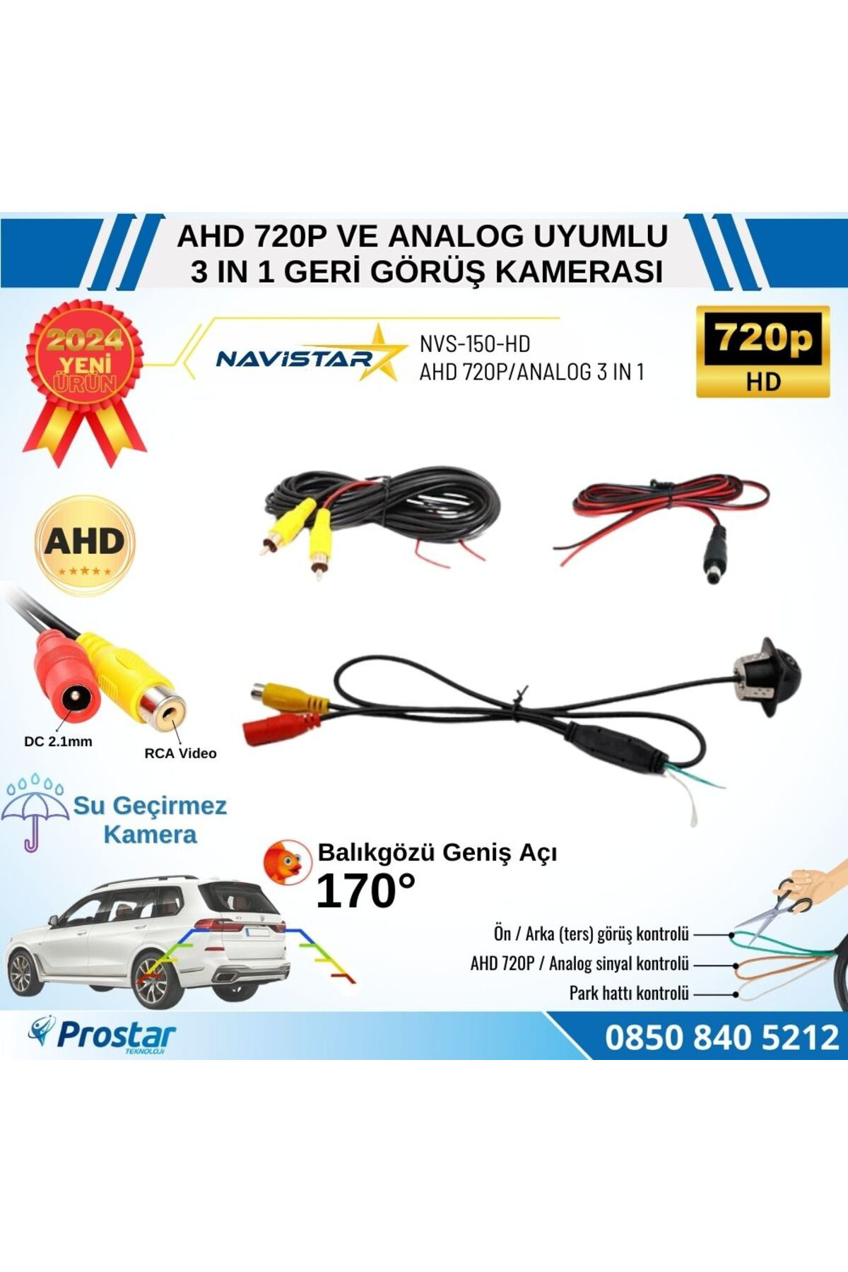 Navistar Ahd 720P Ve Analog Pal Çevrilebilir 170 Derece Balıkgözü Geniş Aç