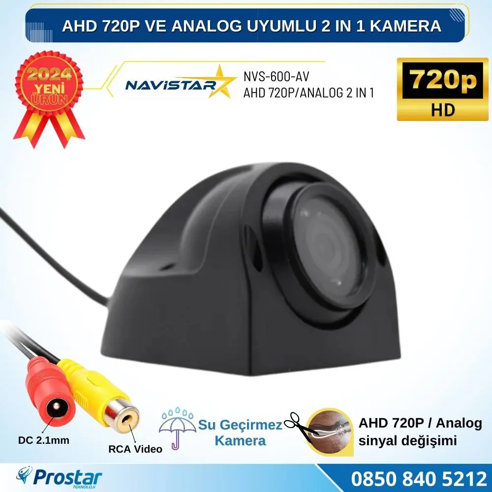 AHD 720P ve Analog Pal Uyumlu Gece Görüşlü Yan, Ön ve Arka Uyumlu