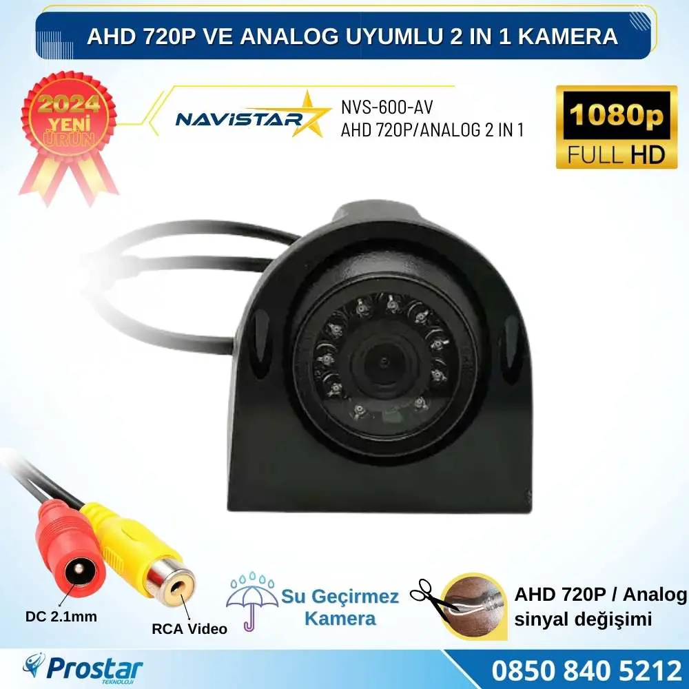 AHD 720P ve Analog Pal Uyumlu Gece Görüşlü Yan, Ön ve Arka Uyumlu