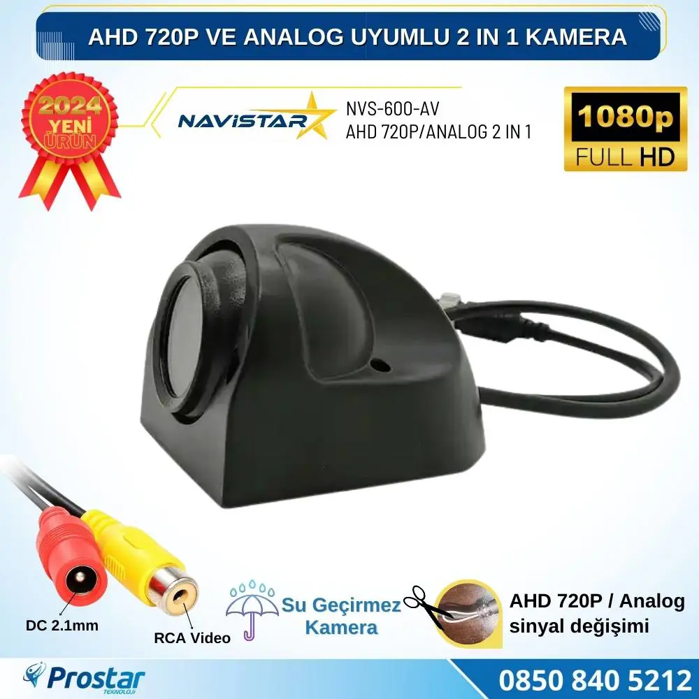 AHD 720P ve Analog Pal Uyumlu Gece Görüşlü Yan, Ön ve Arka Uyumlu