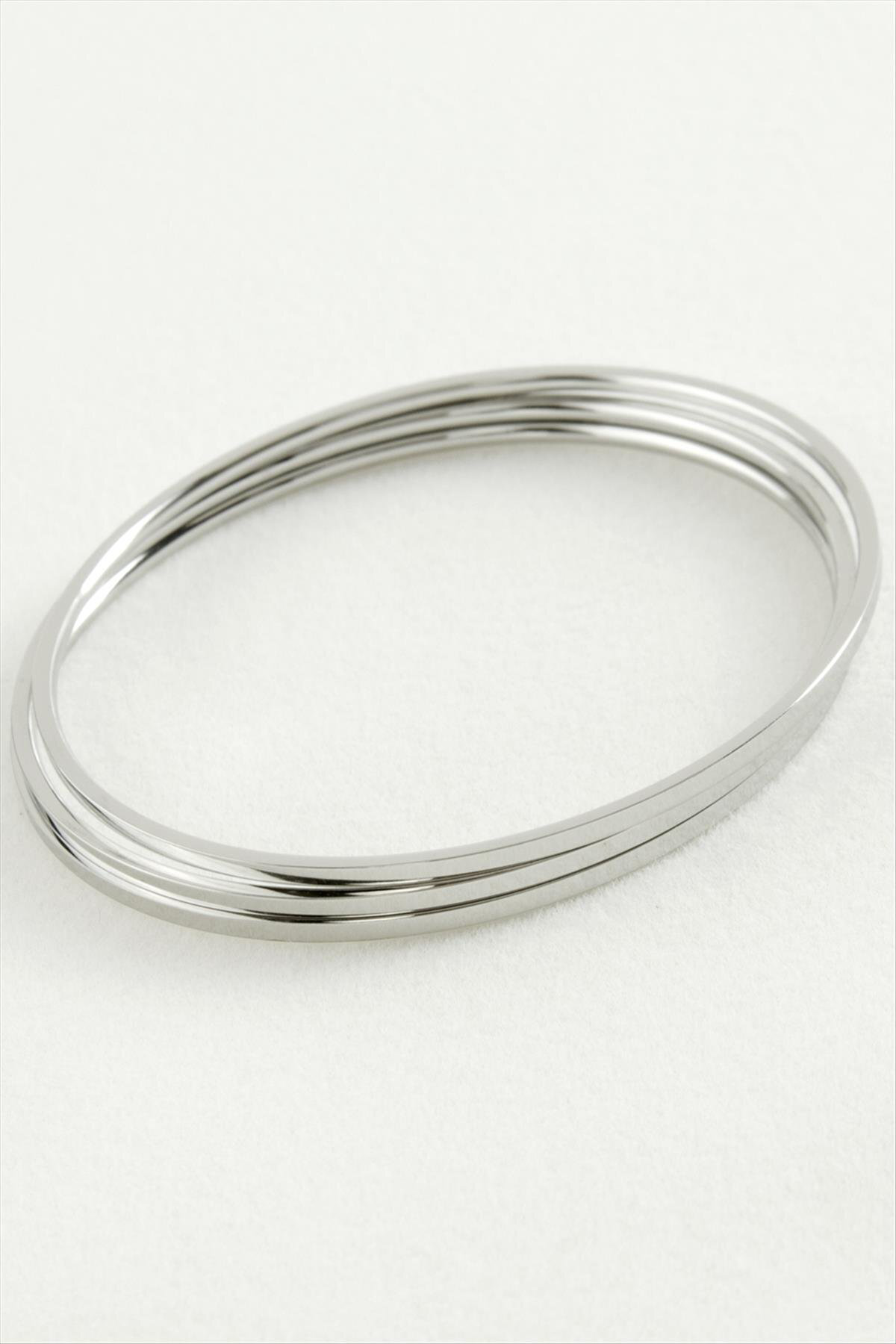 AhEs Shopping 3 Adet Ajda Lüks Çelik Bilezik 65*2 mm