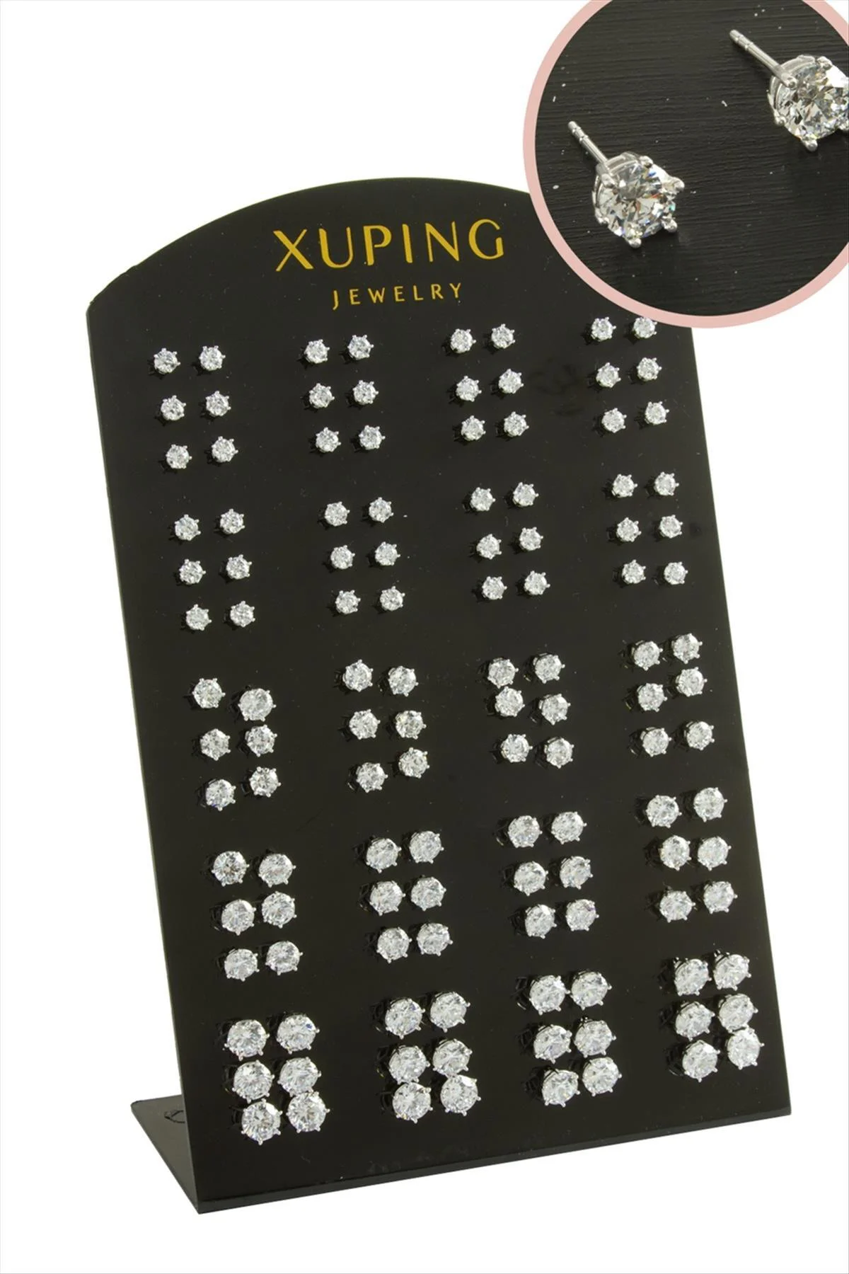 AhEs Shopping 60 Çift Xuping Lüks Tektaş Çelik Küpe