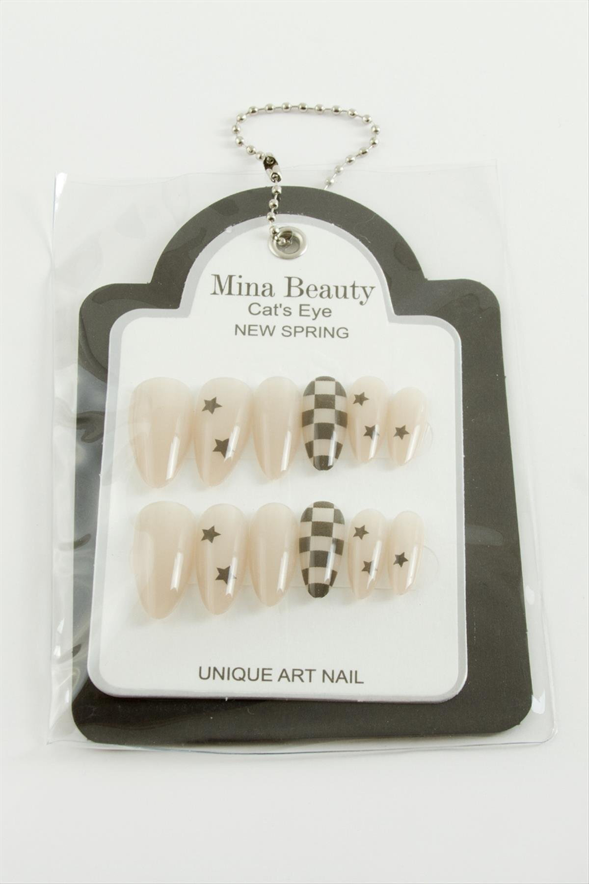 AhEs Shopping Desenli Mina Beauty Kedi Gözü Takma Tırnak