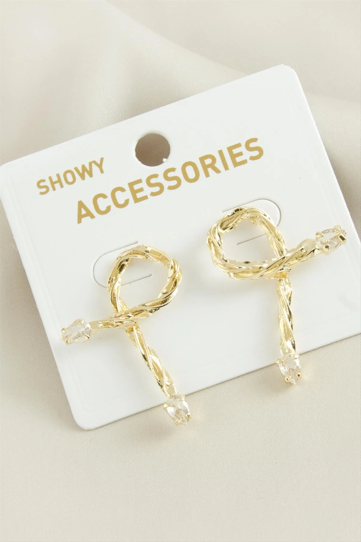 AhEs Shopping Oval Yeni Sezon Damla Taşlı Küpe