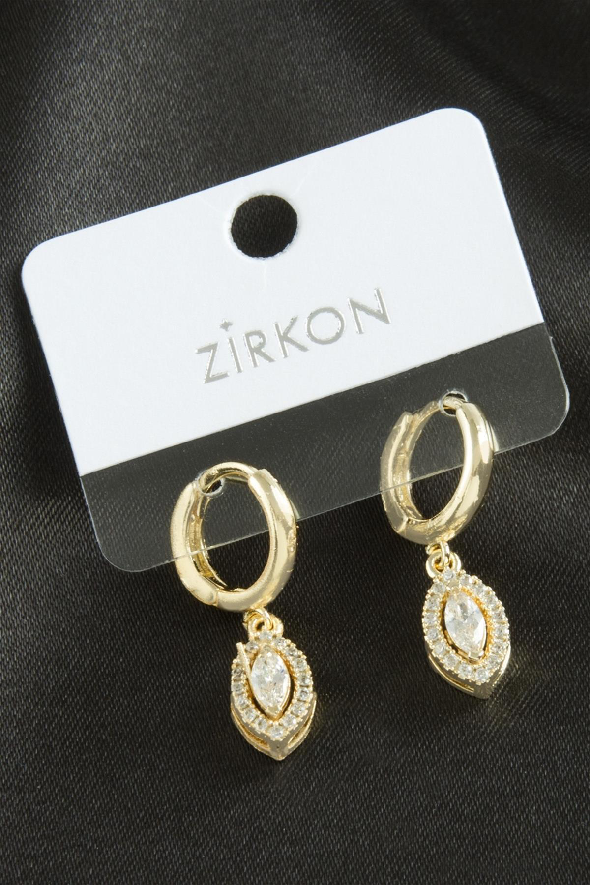 AhEs Shopping Oval Zirkon Taşlı Küpe