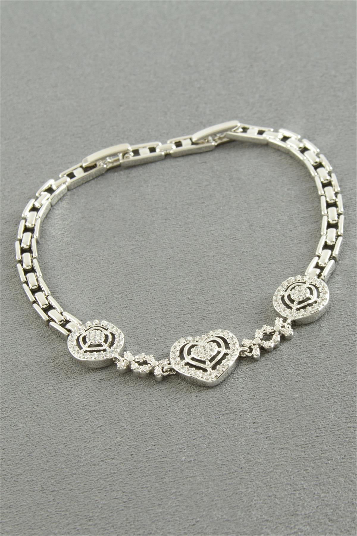 AhEs Shopping Xuping Kalp Zirkon Taşlı Lüks Çelik Bileklik