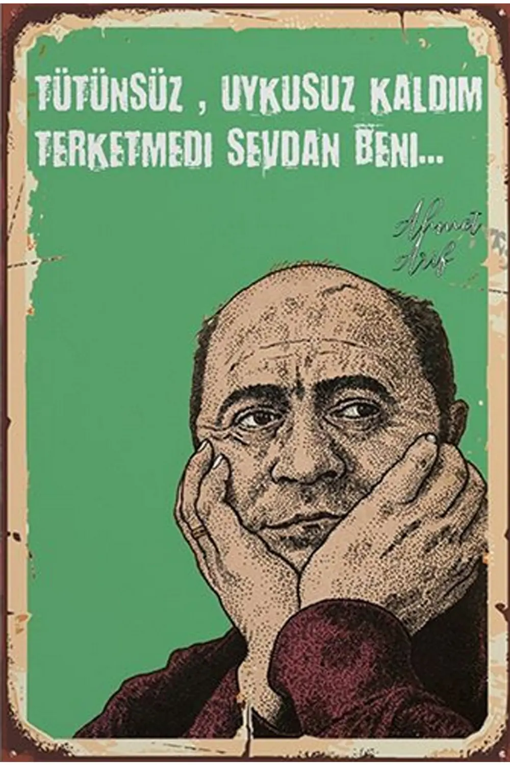 Ahmet Arif Terketmedi Sevdan Beni - Retro Ahşap Poster