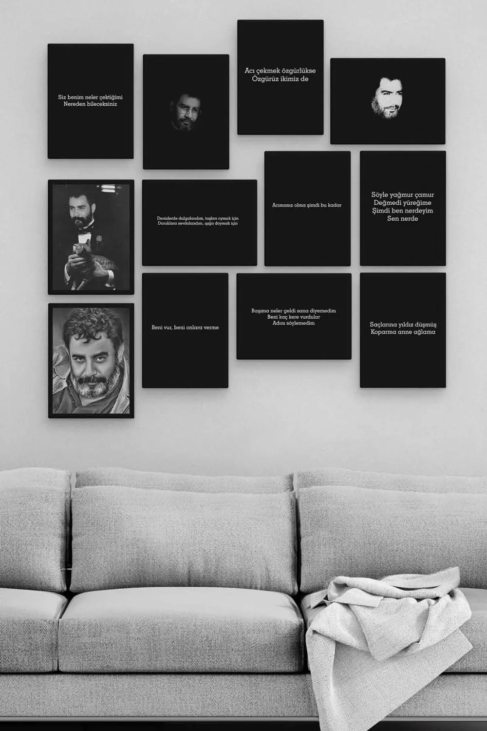 Ahmet Kaya 12 Parça Ahşap Mdf Tablo Zlltb184