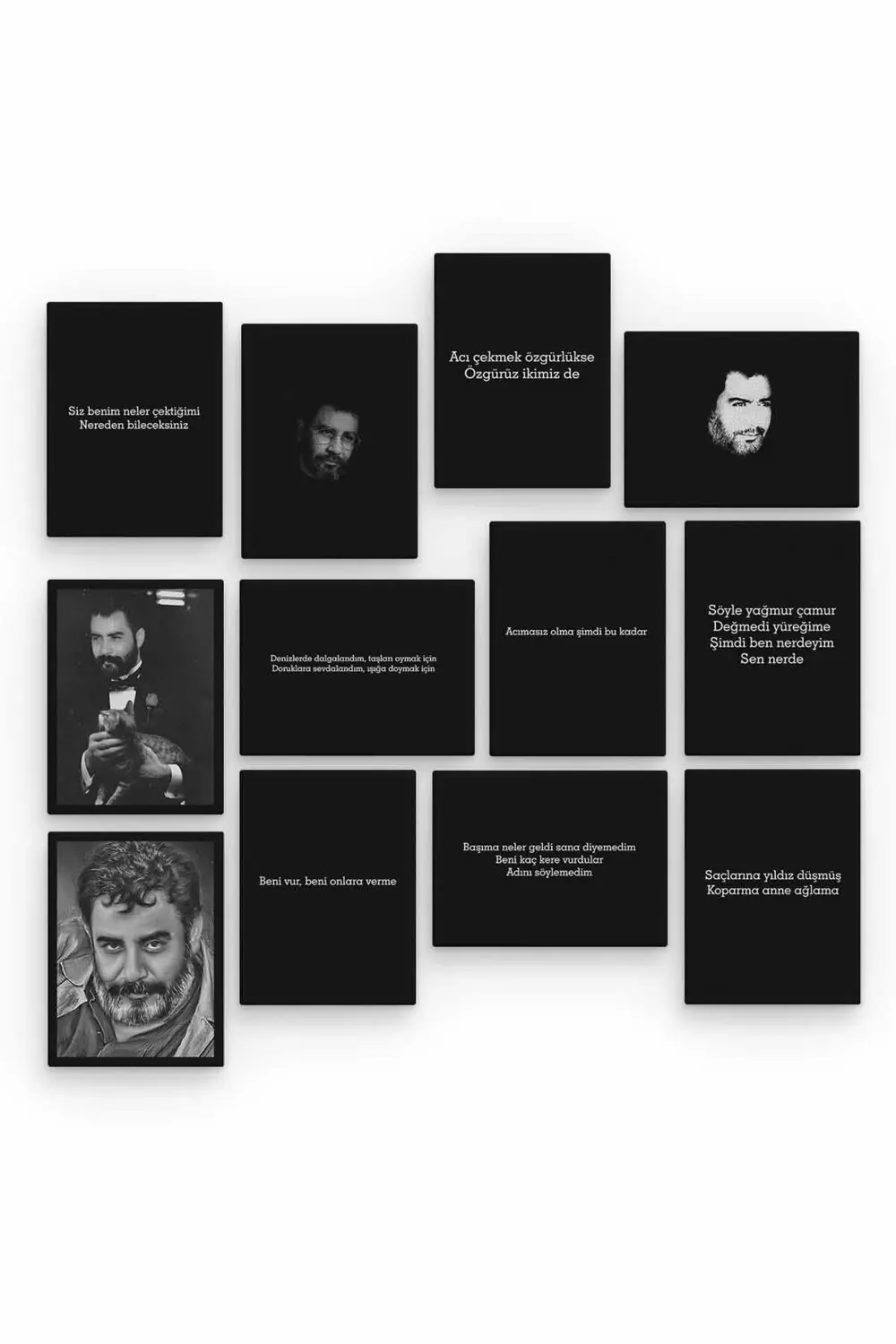 Ahmet Kaya 12 Parça Ahşap Mdf Tablo Zlltb184