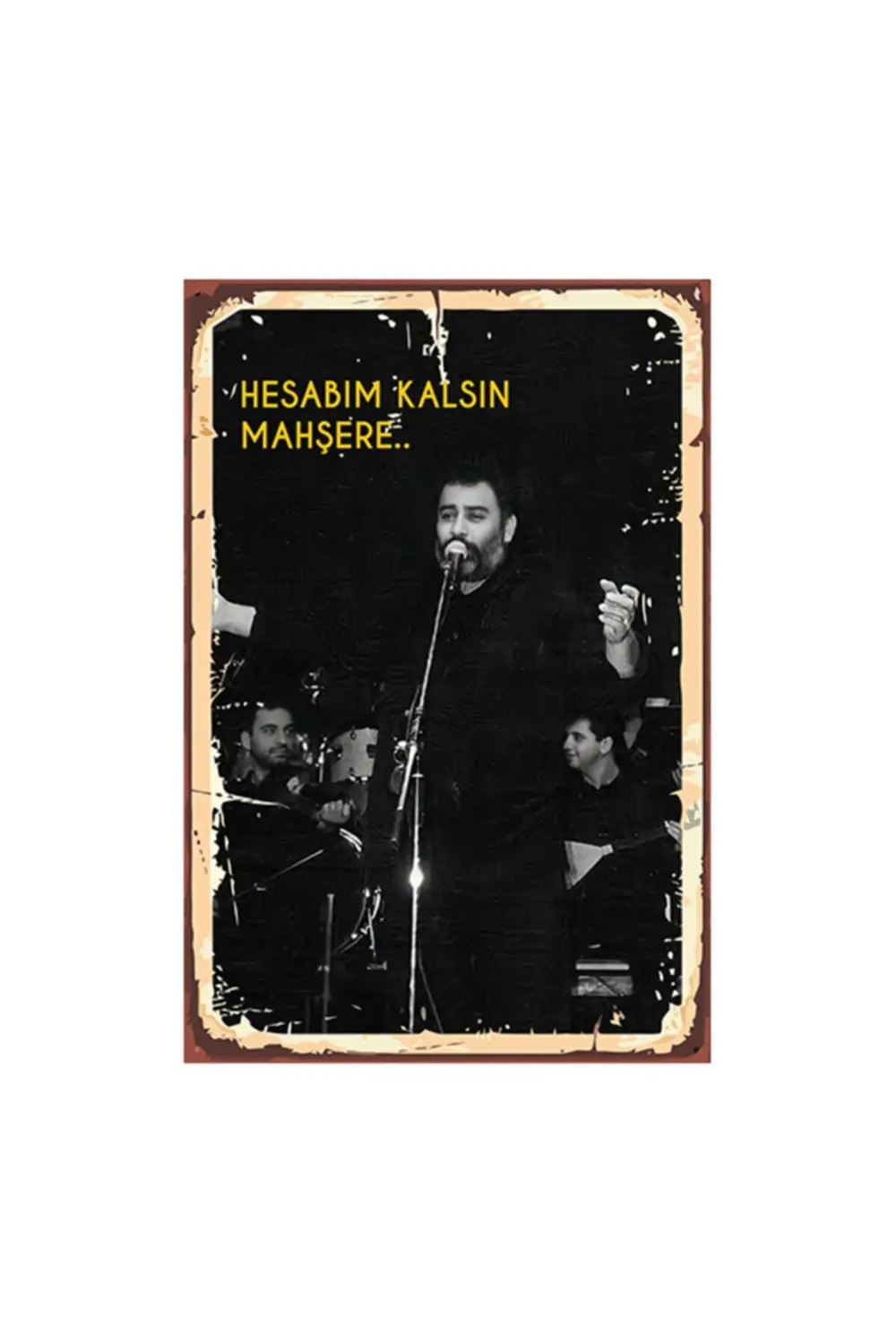 Ahmet Kaya Hesabım Kalsın Mahşere Tasarımlı 20x30 Cm Retro Ahşap 