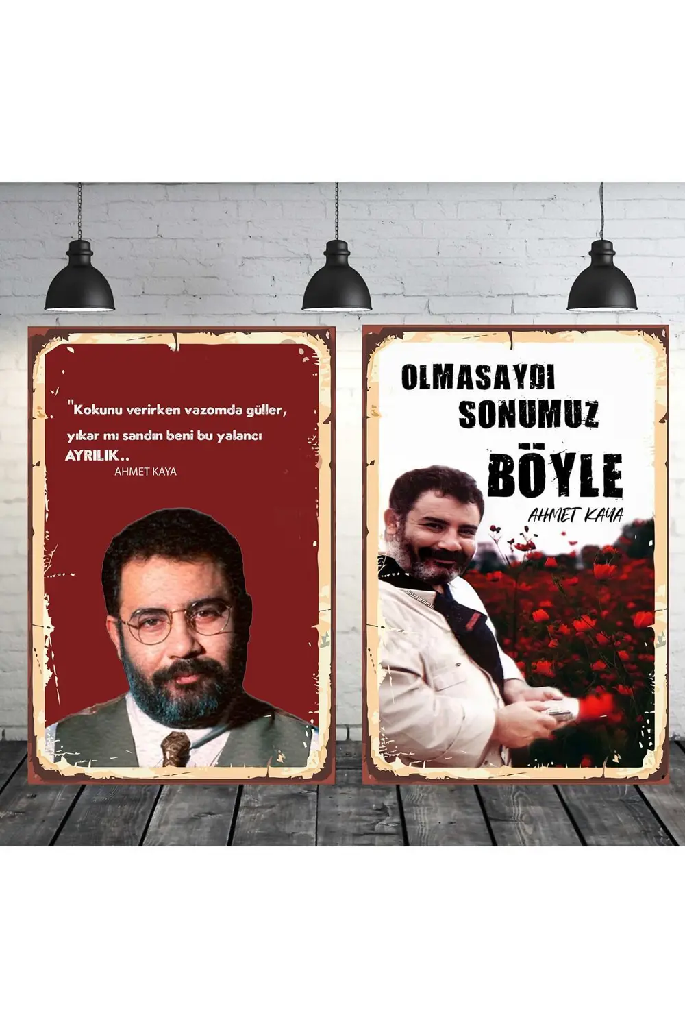 Ahmet Kaya Olmasaydı Sonumuz Böyle Seti 2 Adet 20x30 Cm Retro Ahş
