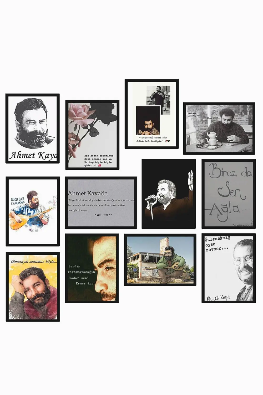 Ahmet Kaya Yazı 12 Parça Mdf Tablo Arf102