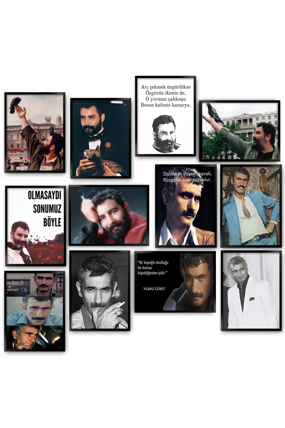 Ahmet Kaya Yılmaz Güney 12li MDF Ahşap Tablo Seti Dekoratif Hediy