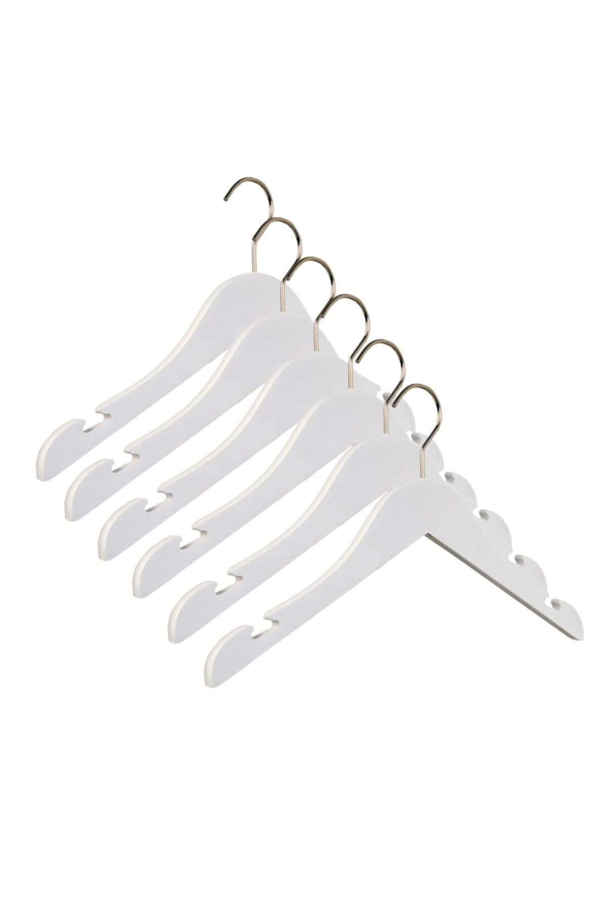 Otel Bukleti Ahşap 0-3 Yaş Bebek Elbise Askısı Beyaz Renk 8 Adet