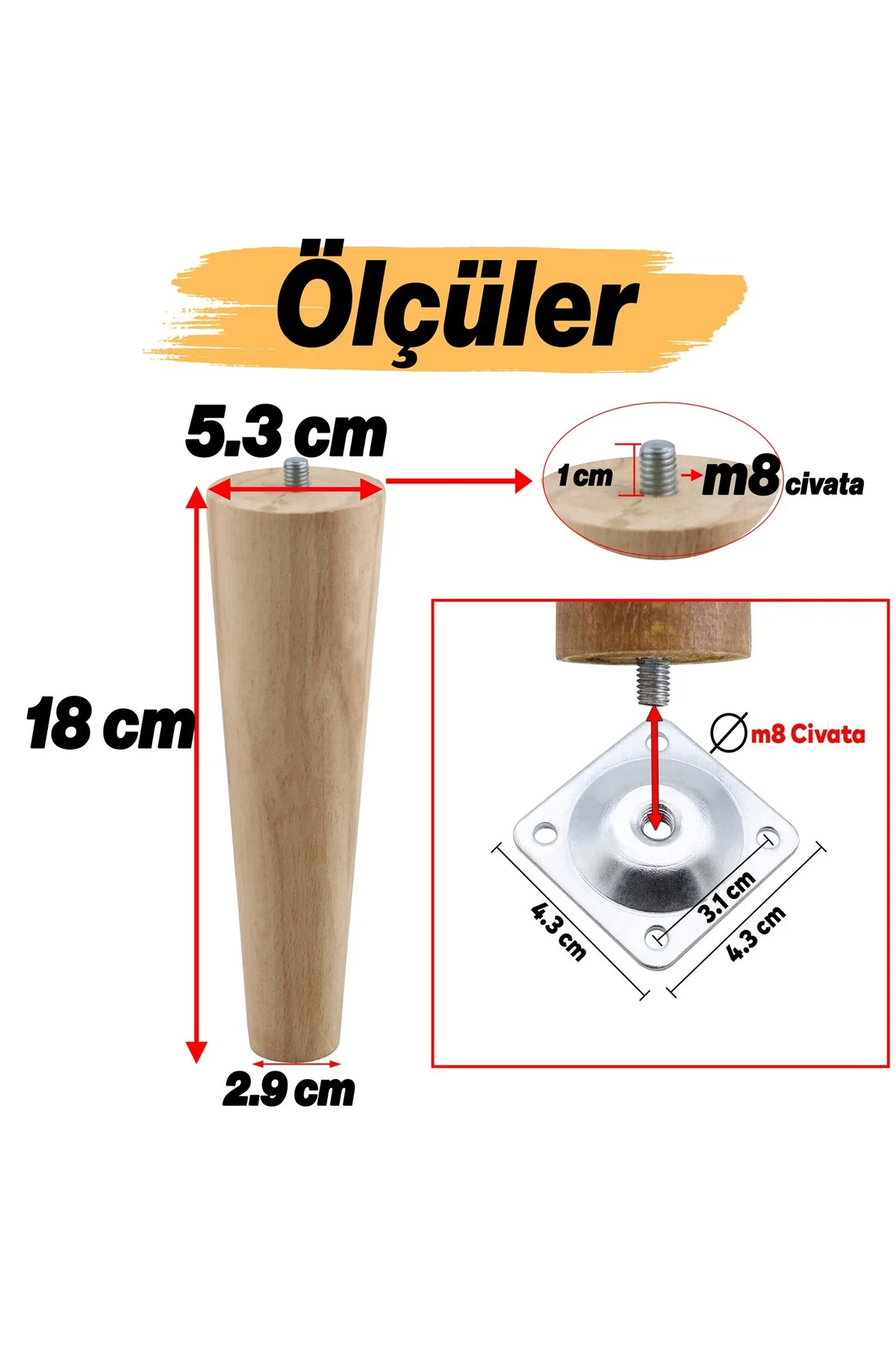 Ahşap 18 cm Ahşap Ayak Bağlantı Aparatlı Mobilya Koltuk Kanepe Sehpa Masa Ayağı Ayakları M8 Civatalı Ahşap 18 cm Ahşap Ayak Bağlantı Aparatlı Mobilya Koltuk Kanepe Sehpa Masa Ayağı Ayakları M8 Civatalı