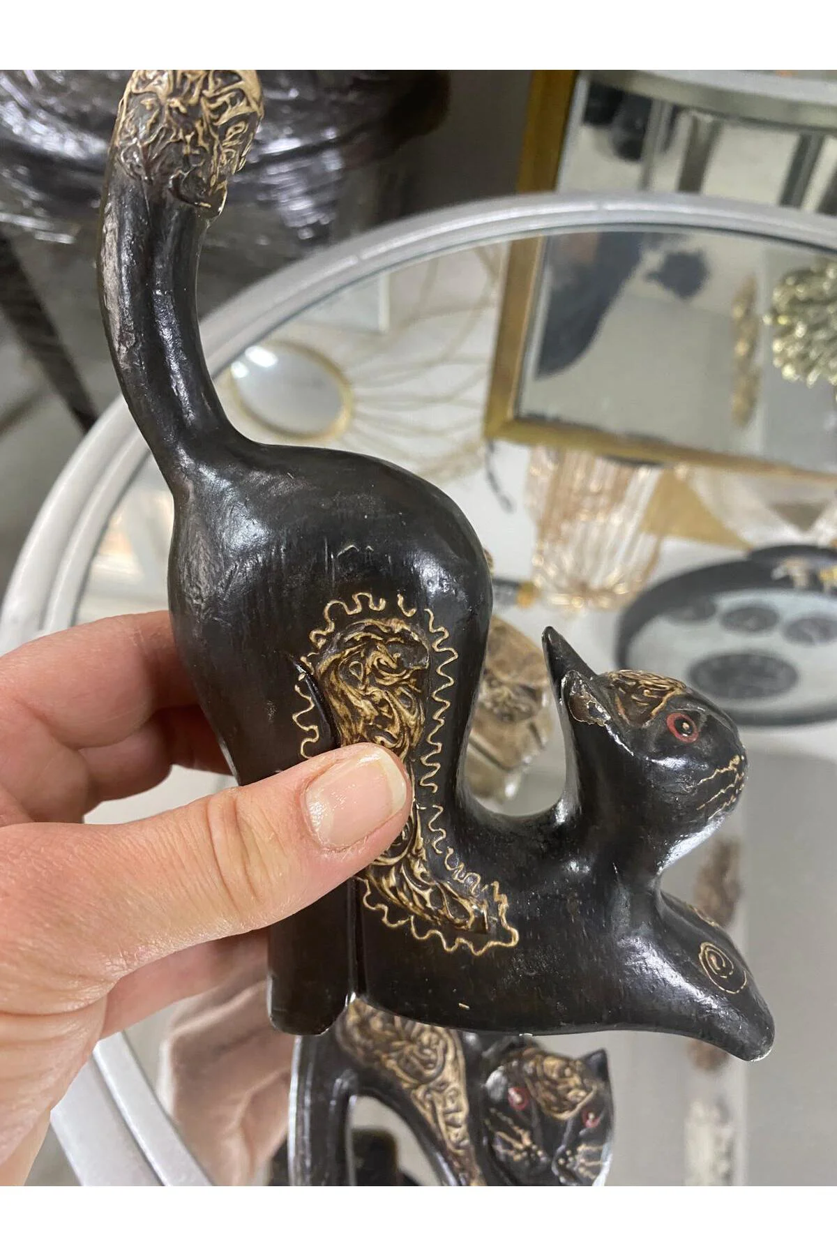 Ahşap 3 Lü Kuyruğu Havada Kedi Biblosu