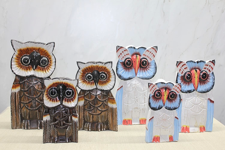 Just Cheap Store Ahşap 3'Lü 50 Cm Baykuş Seti 3Sutama-6