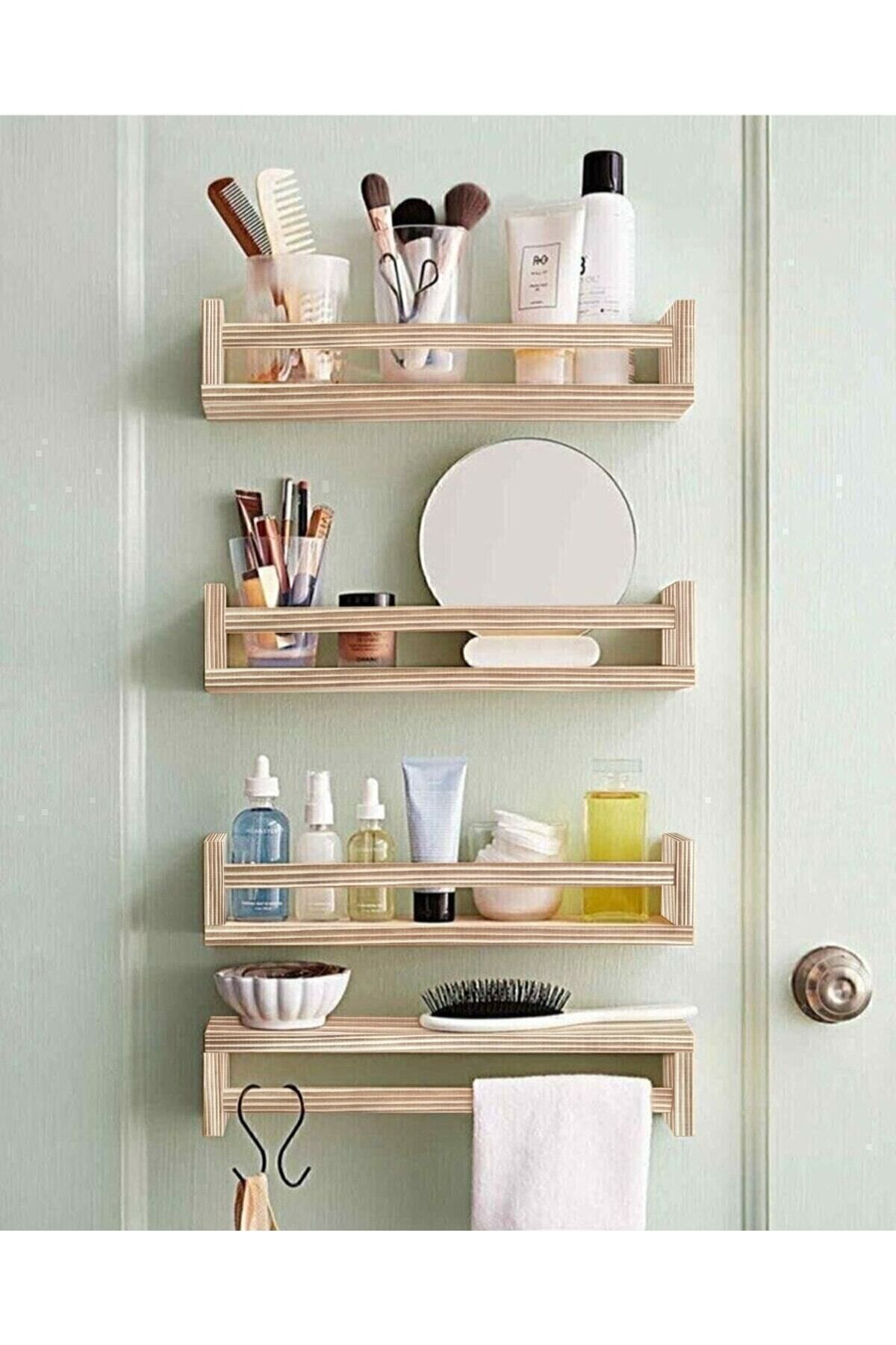 Fd Concept Ahşap 4'Lü Ters Düz Model Banyo Rafi Tersdüzraf 45İ