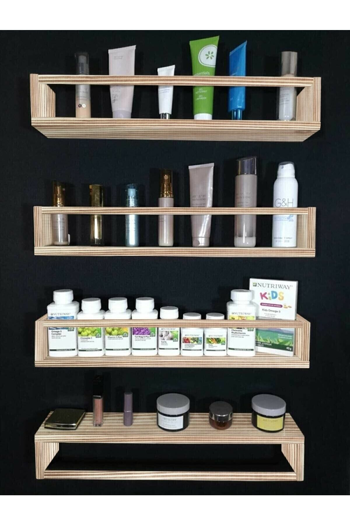 Fd Concept Ahşap 4'Lü Ters Düz Model Banyo Rafi Tersdüzraf 45İ