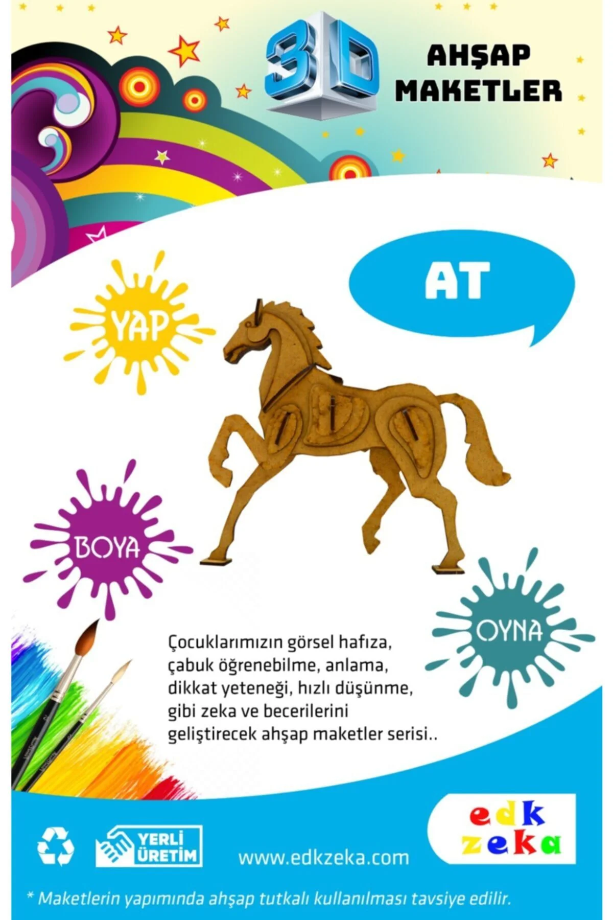 Ahşap At Maketi - (BOYA DAHİL DEĞİLDİR)