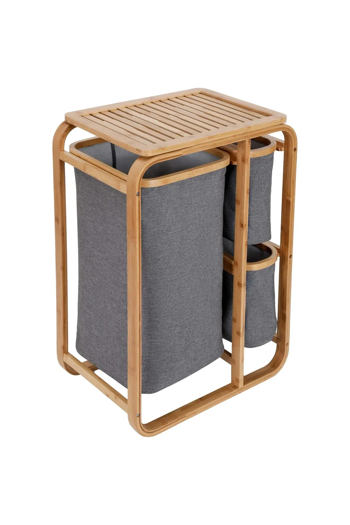 Ahşap Bambu 3 Bölmeli Çamaşır Sepeti 50x30x70 cm Ahşap Bambu 3 Bölmeli Çamaşır Sepeti 50x30x70 cm