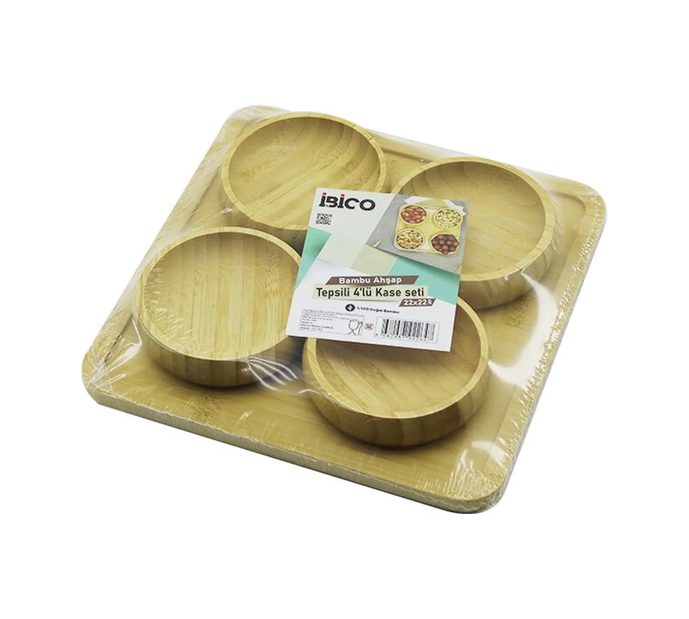 Ahşap Bambu 5pcs Çerezlik - Lokumluk Kase Seti 22x22cm 5224 Diğer