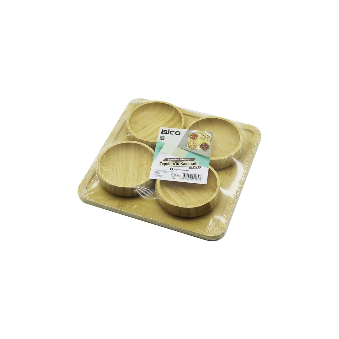 Ahşap Bambu 5pcs  Çerezlik - Lokumluk Kase Seti 22x22cm Bx40 Fiyatı, Yorumları ve Özellikleri