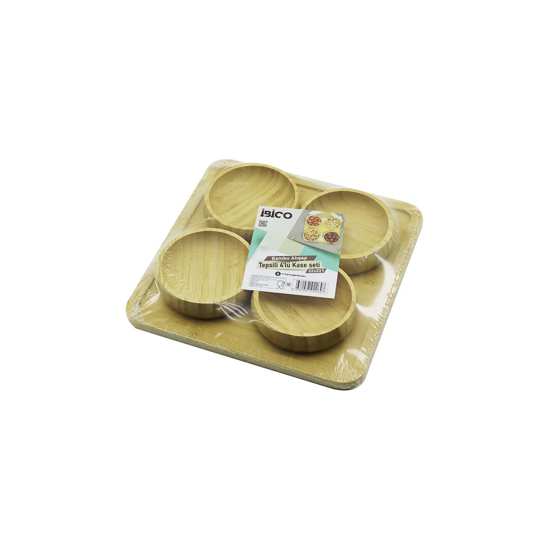 Ahşap Bambu 5PCS Çerezlik - Lokumluk Kase Seti 22X22CM Fiyatı, Yorumları ve Özellikleri