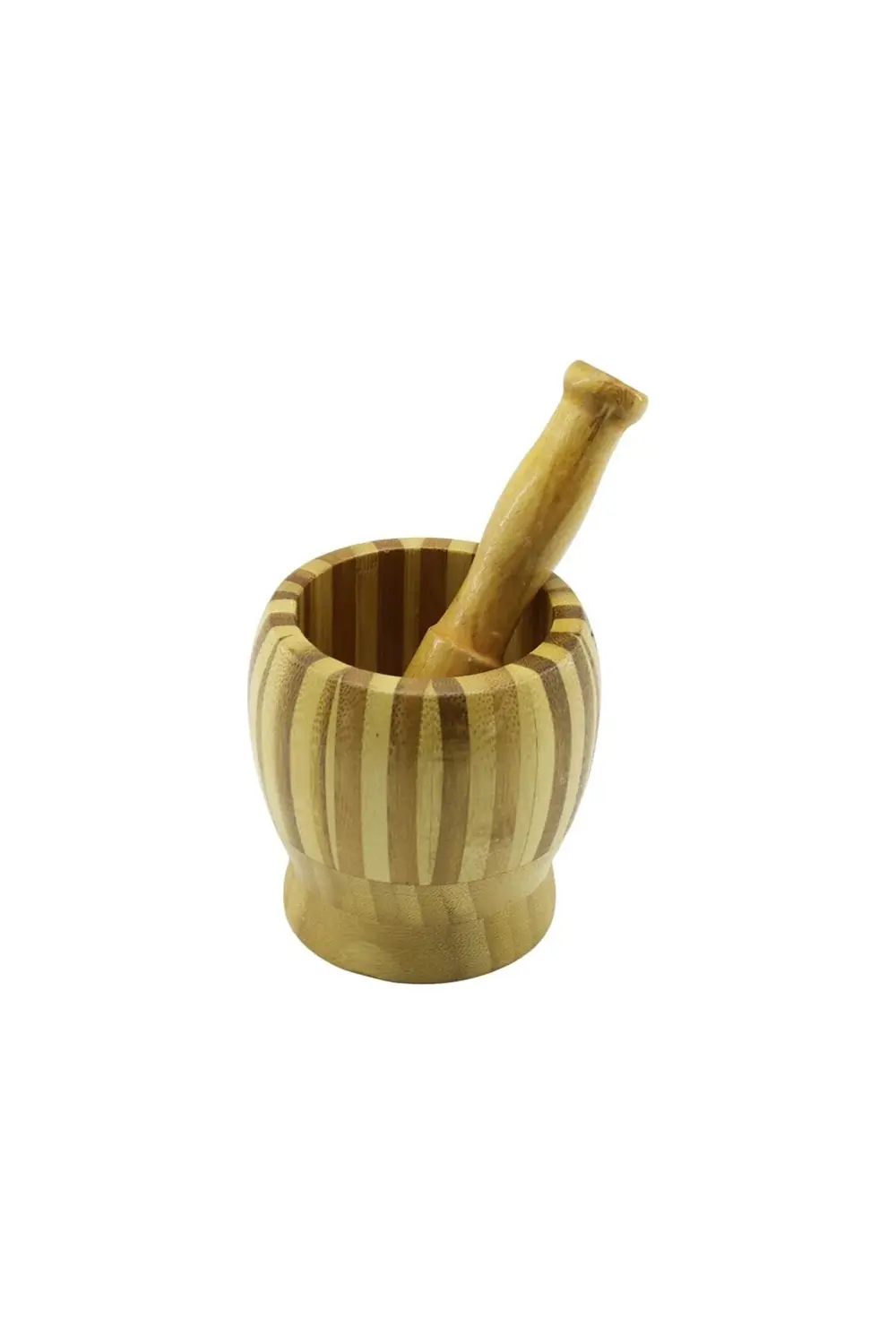 AHŞAP BAMBU - ÇİZGİLİ HAVAN SARIMSAK DÖVECEK Ç: 9.5CM--D: 6.6CM--