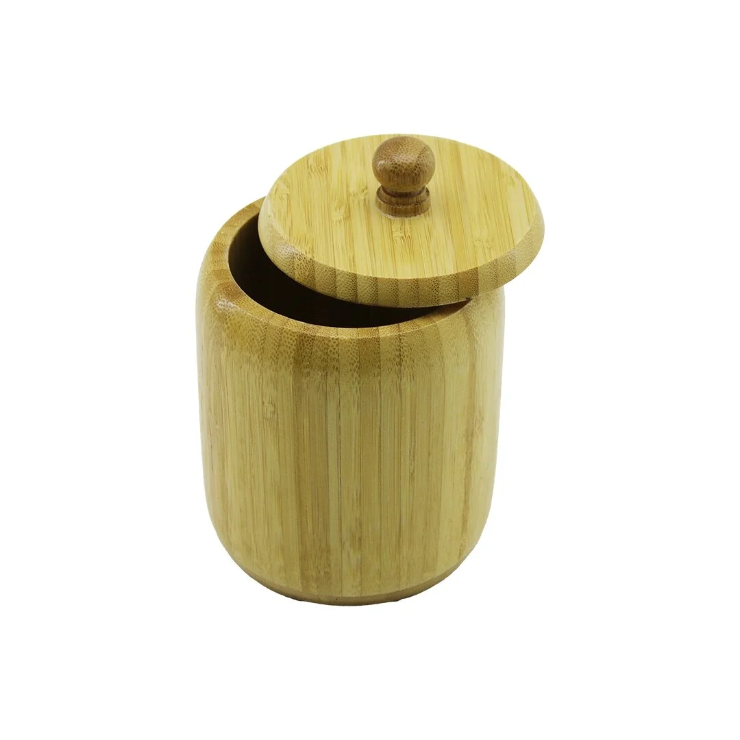 Ahşap Bambu Şekerlik Kapaklı Çap: 9cm Derinlik: 10.5cm No:10