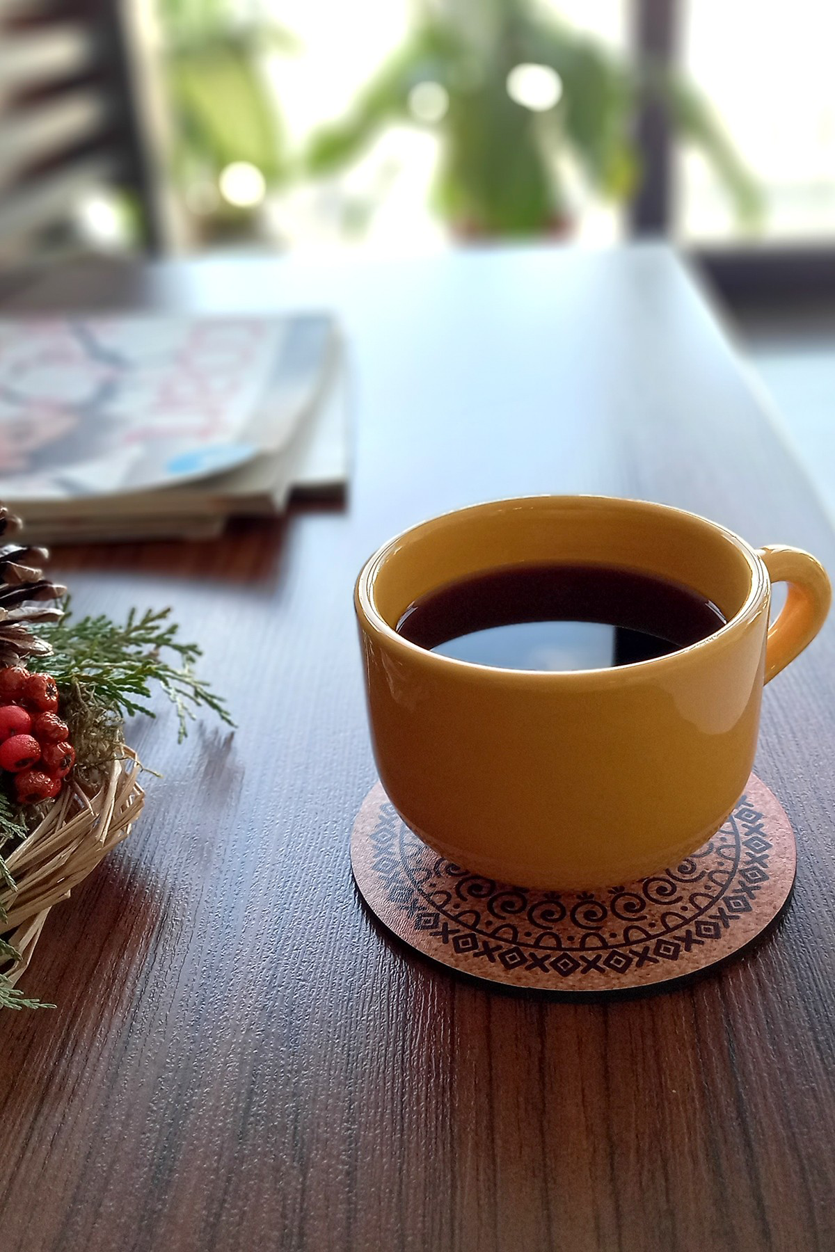 Ahşap Bardak Altlığı 6'lı Takım Baskılı -3, Ofis Aksesuarı, Masa 