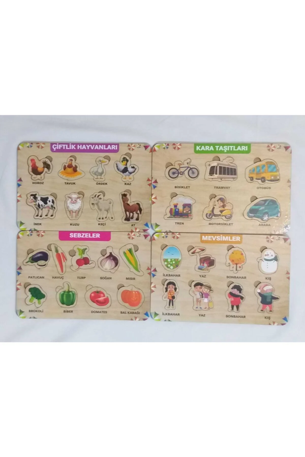 Ahşap Baskılı Puzzle-4 Lü Set-eğitici Oyuncak
