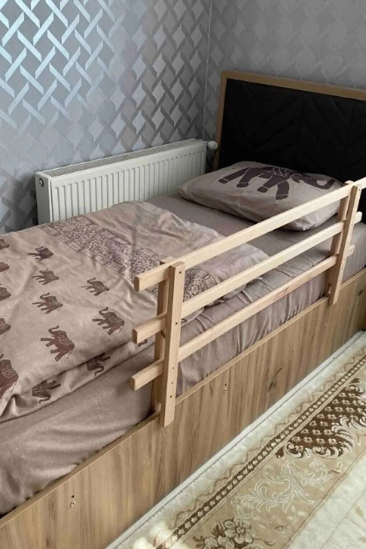 Worldofwood Ahşap Bebek Çocuk Yatak Koruma Bariyeri Korkuluk Beşik Korkuluğu 