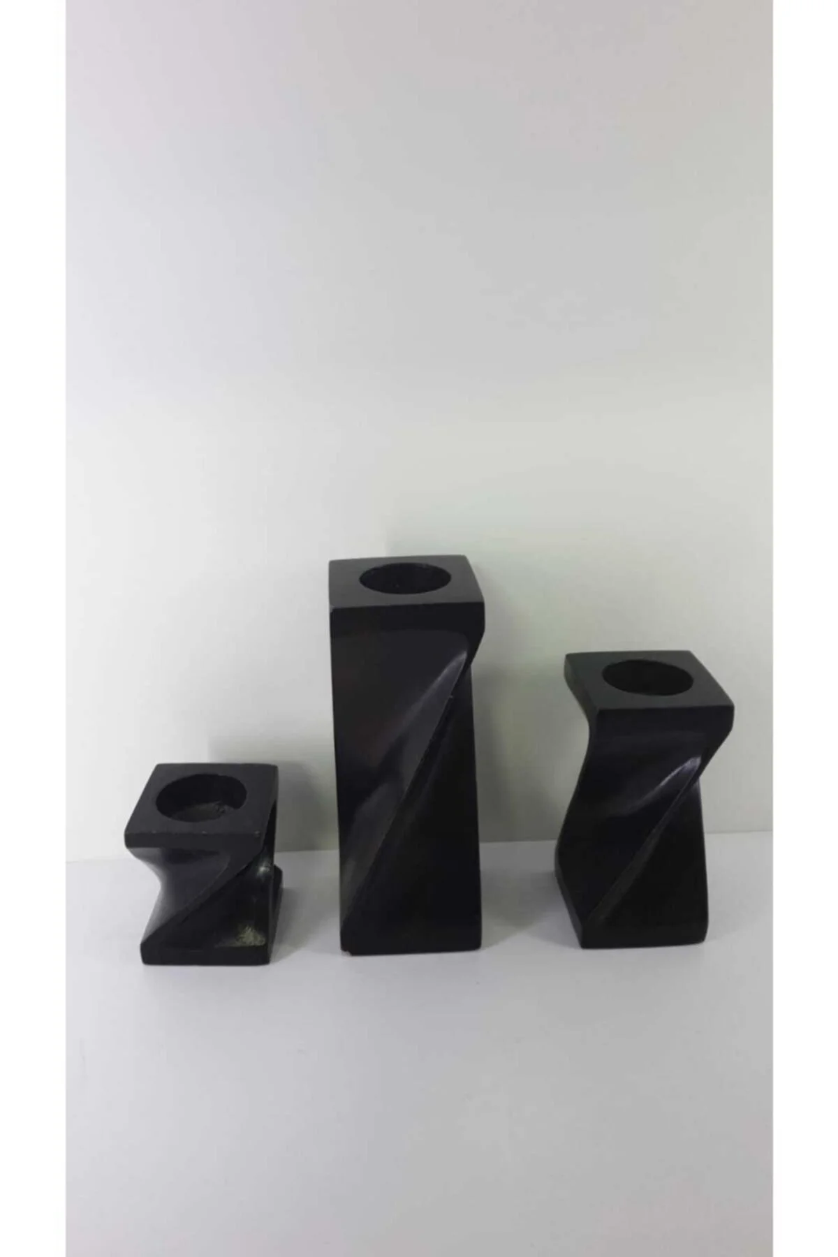 Ahşap Burgulu Mumluk 3 Lü Set