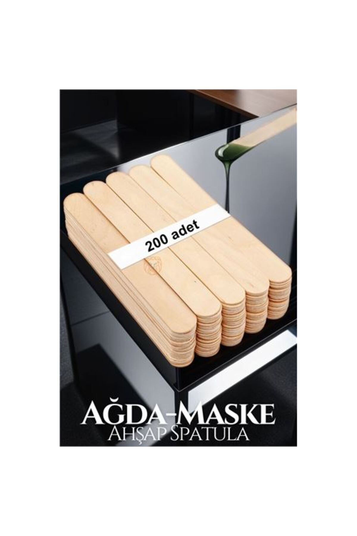 Modacar Ahşap Büyük Spatula Yüz Cilt Ağda 200 Adet