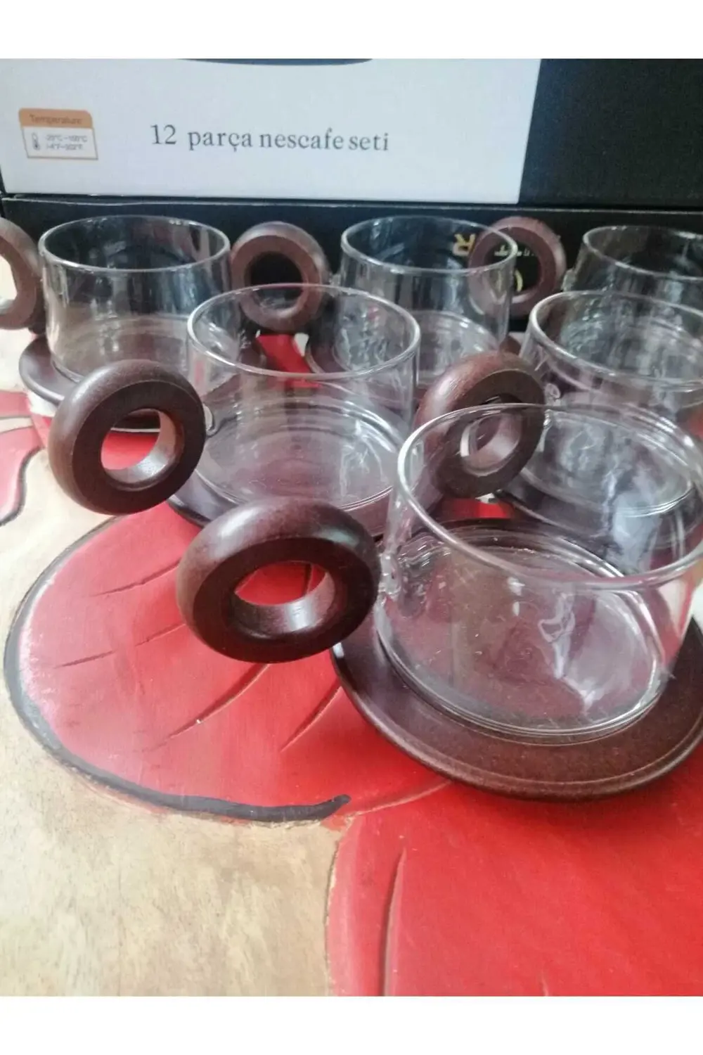 Ahşap Cam Tasarımlı Fincan Takımı 6 Kişilik