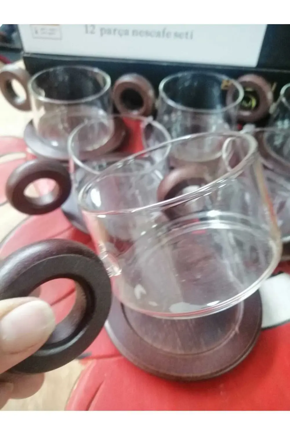 Ahşap Cam Tasarımlı Fincan Takımı 6 Kişilik