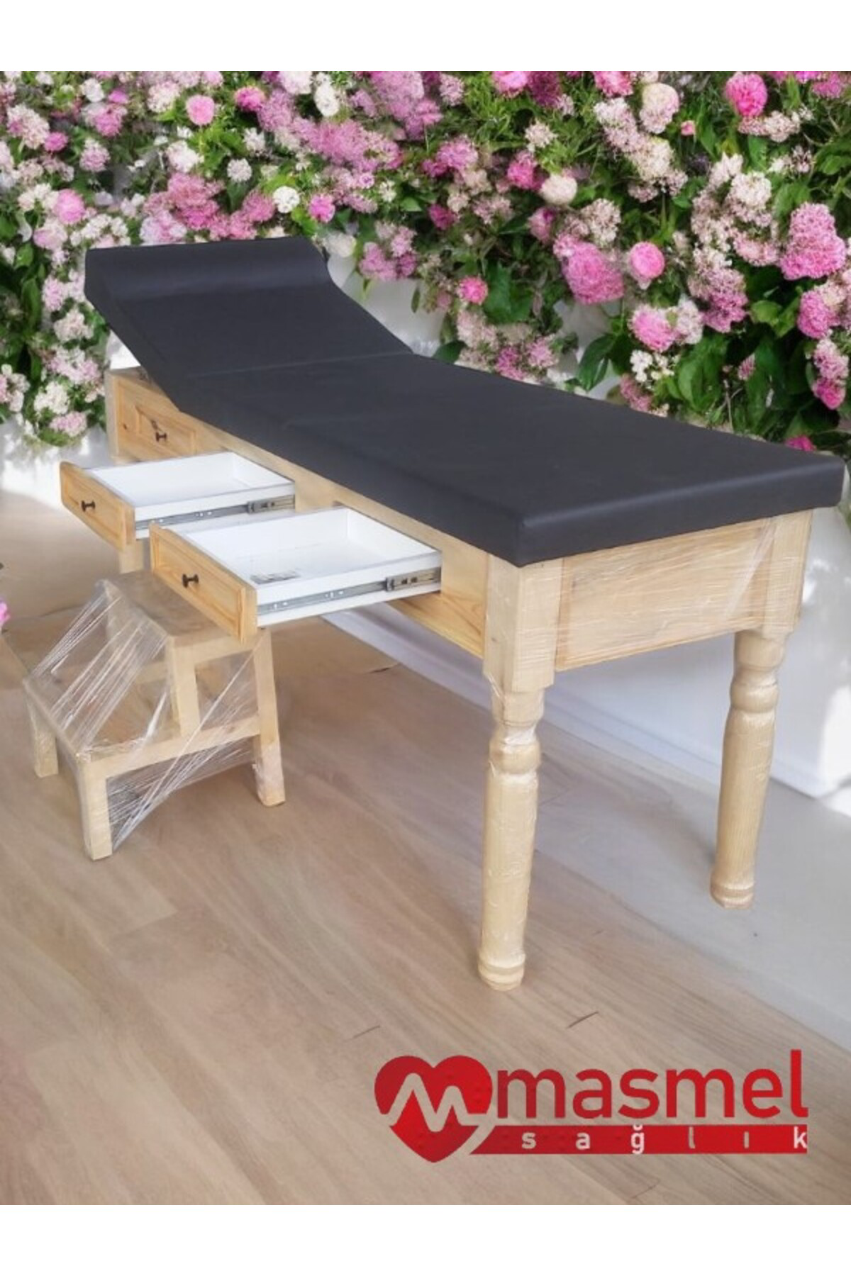Masmel Sağlik Ahşap Çekmeceli Ve Eskobali Muayene Masasi Siyah
