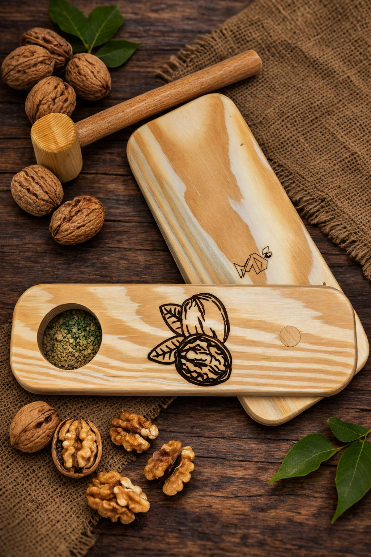 Ahşap Ceviz Kıracağı ve Tokmak El Yapımı Pratik Ceviz Kıracağı