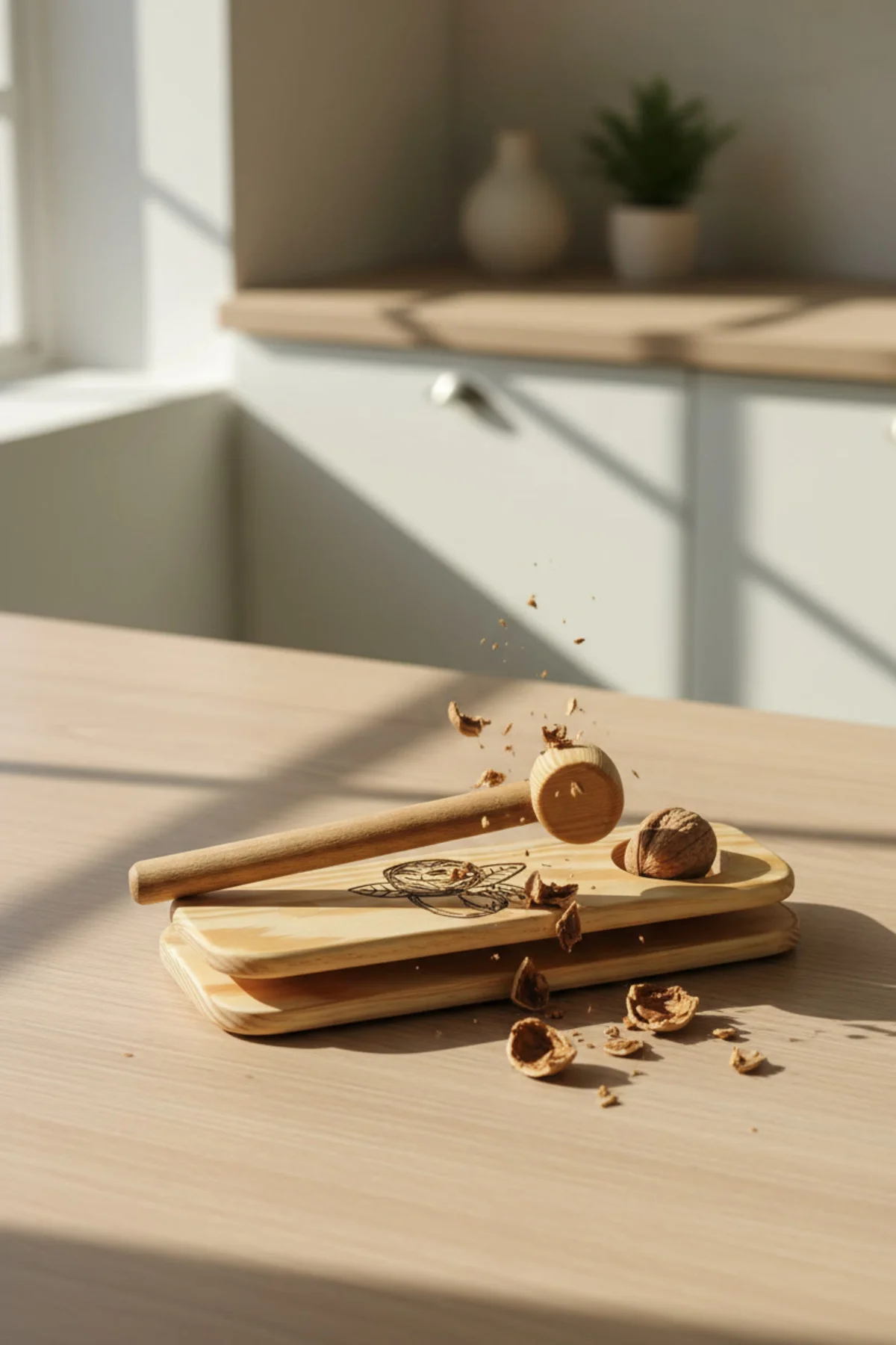 Ahşap Ceviz Kıracağı ve Tokmak El Yapımı Pratik Ceviz Kıracağı