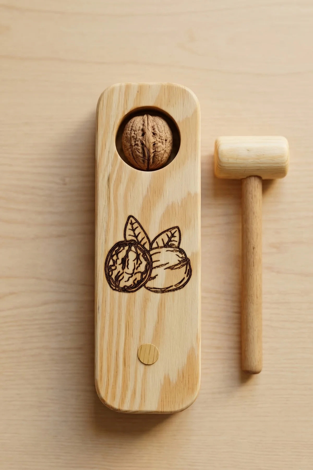 Ahşap Ceviz Kıracağı ve Tokmak El Yapımı Pratik Ceviz Kıracağı