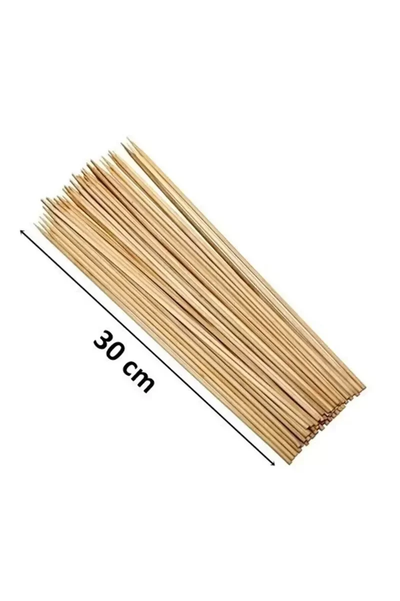 Ahşap Çöp Şiş Çubuğu 30 Cm - 50 Adet mudanis