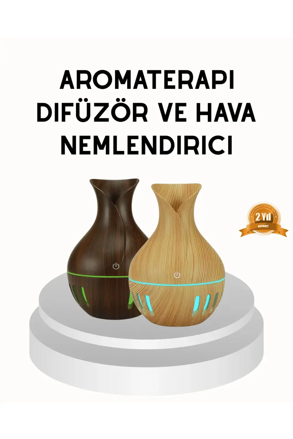 Ahşap Desenli 130 ml Aromaterapi Difüzör Sessiz ve USB Bağlantılı