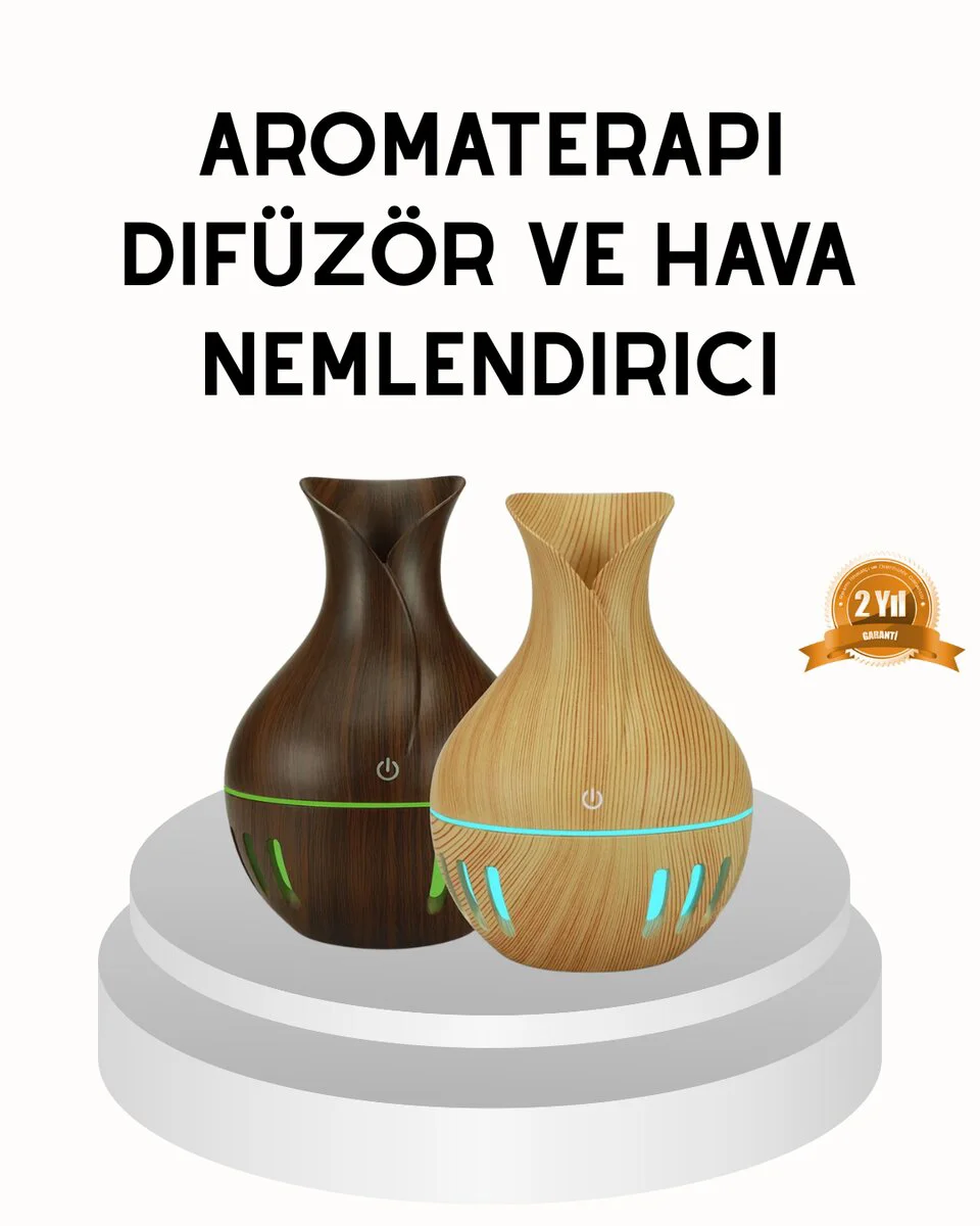 Ahşap Desenli 130 ml Sessiz Aromaterapi Difüzör USB Bağlantılı - Ev Dekorasyonu