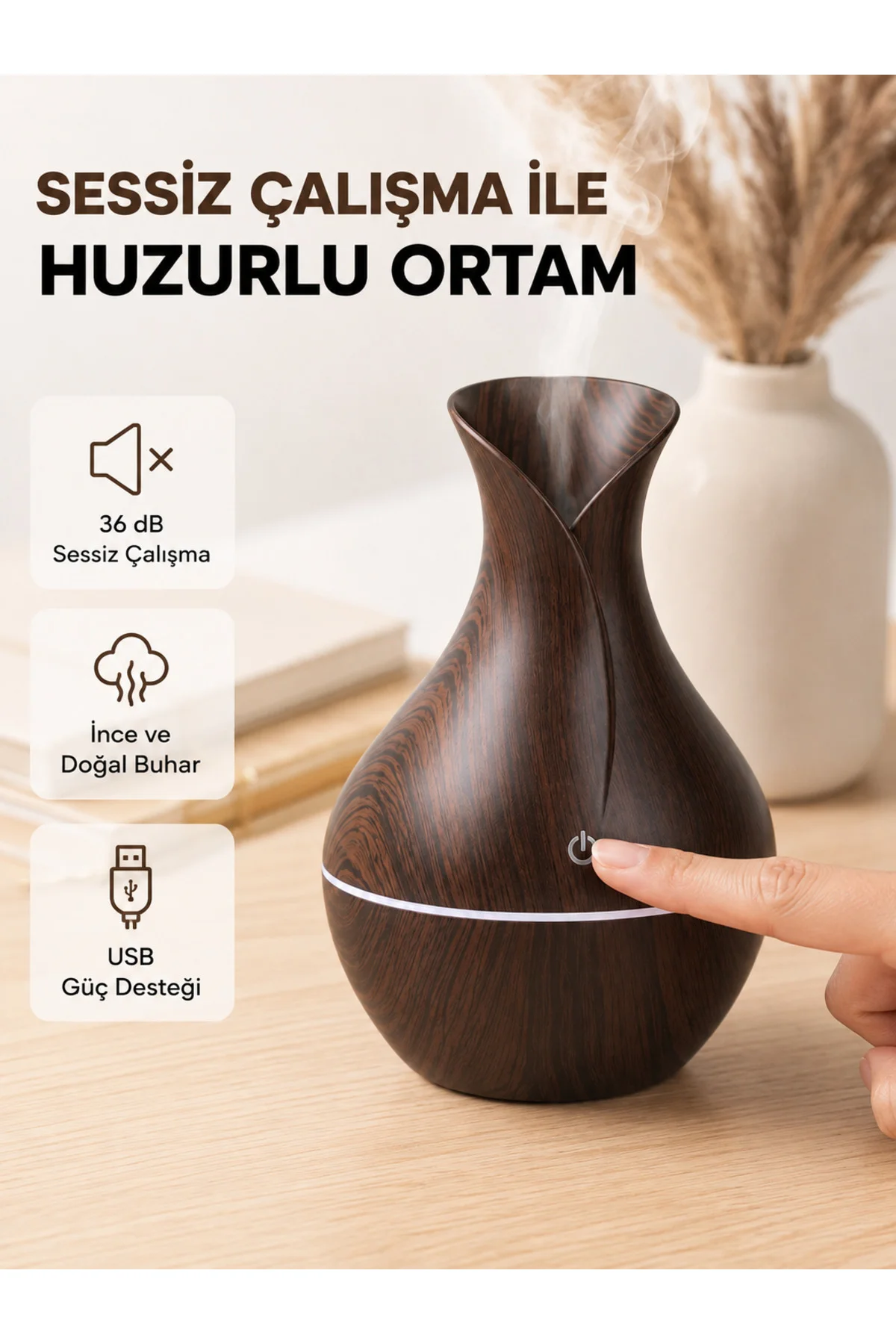 Ahşap Desenli Aromaterapi Difüzör 130 Ml Ultrasonik Ve 7 Renk Led Işıklı Ahşap Desenli Aromaterapi Difüzör 130 Ml Ultrasonik Ve 7 Renk Led Işıklı